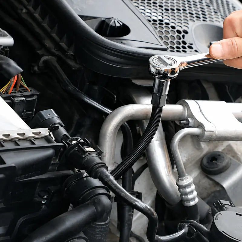 GJANSH Flexible Socket Extension Bar Set 3-Piece 1/2" 3/8" 1/4" Shaft Drive 10" 8" 6"-Spring-Loaded Detent Balls to Prevent Slipping,