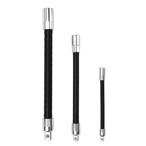 GJANSH Flexible Socket Extension Bar Set 3-Piece 1/2" 3/8" 1/4" Shaft Drive 10" 8" 6"-Spring-Loaded Detent Balls to Prevent Slipping,